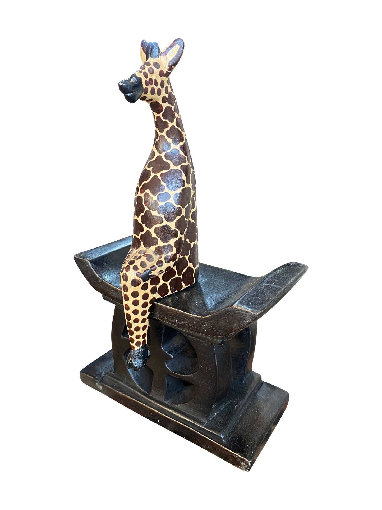 Giraffenliebe – Handgeschnitzte Ossese-Skulptur | Verspielte Eleganz in Holz (15 × 5 cm) | Einzeln erhältlich