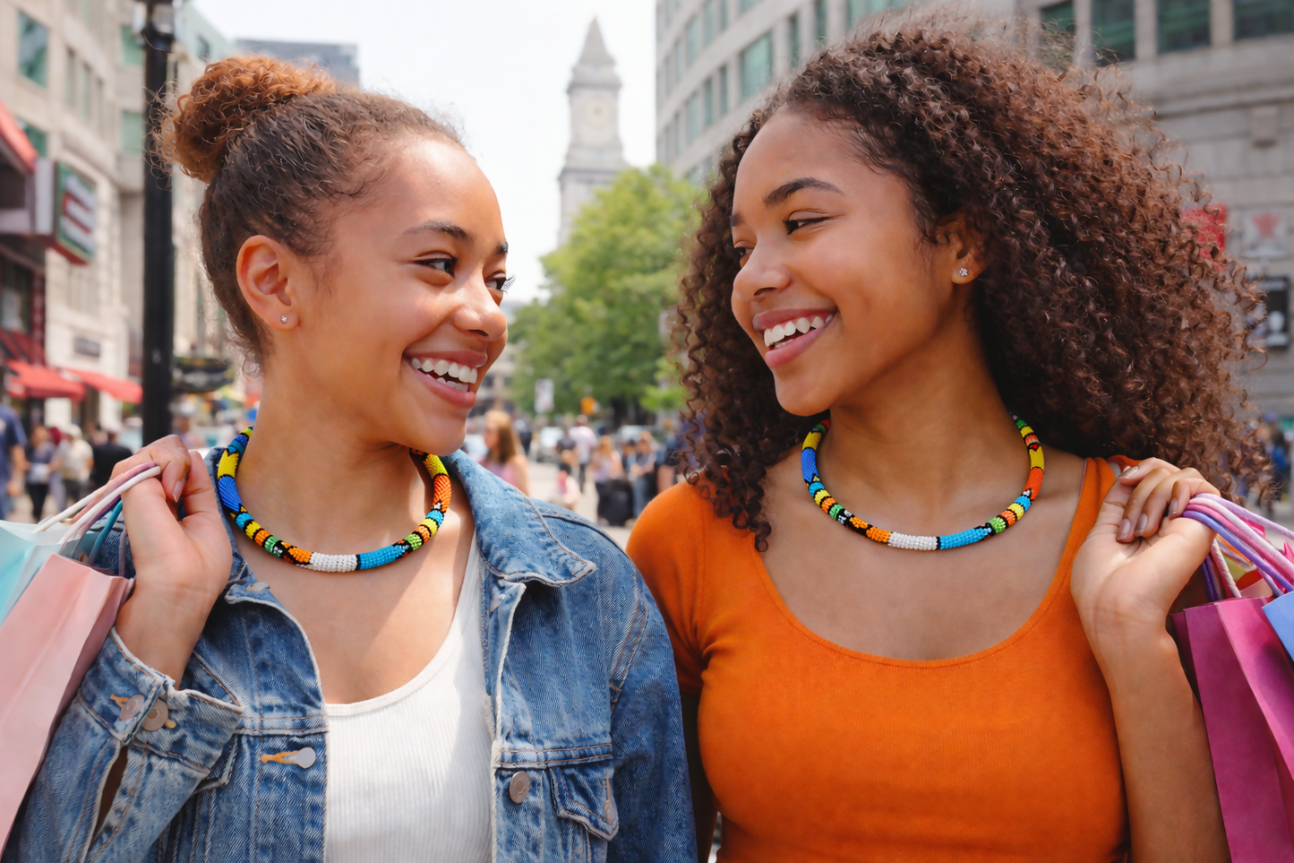 "Chromatic Balance" Handmade glass bead necklace from Ghana