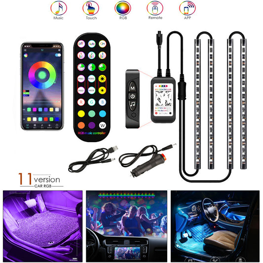 ¡Lámpara Decorativa LED de Estilo para Interior de Coche! 🚗✨  Luz Ambiental Impermeable de Tira RGB con Control Remoto Inalámbrico de Música 🎶🌈 Ideal para una Iluminación Personalizada y Elegante.