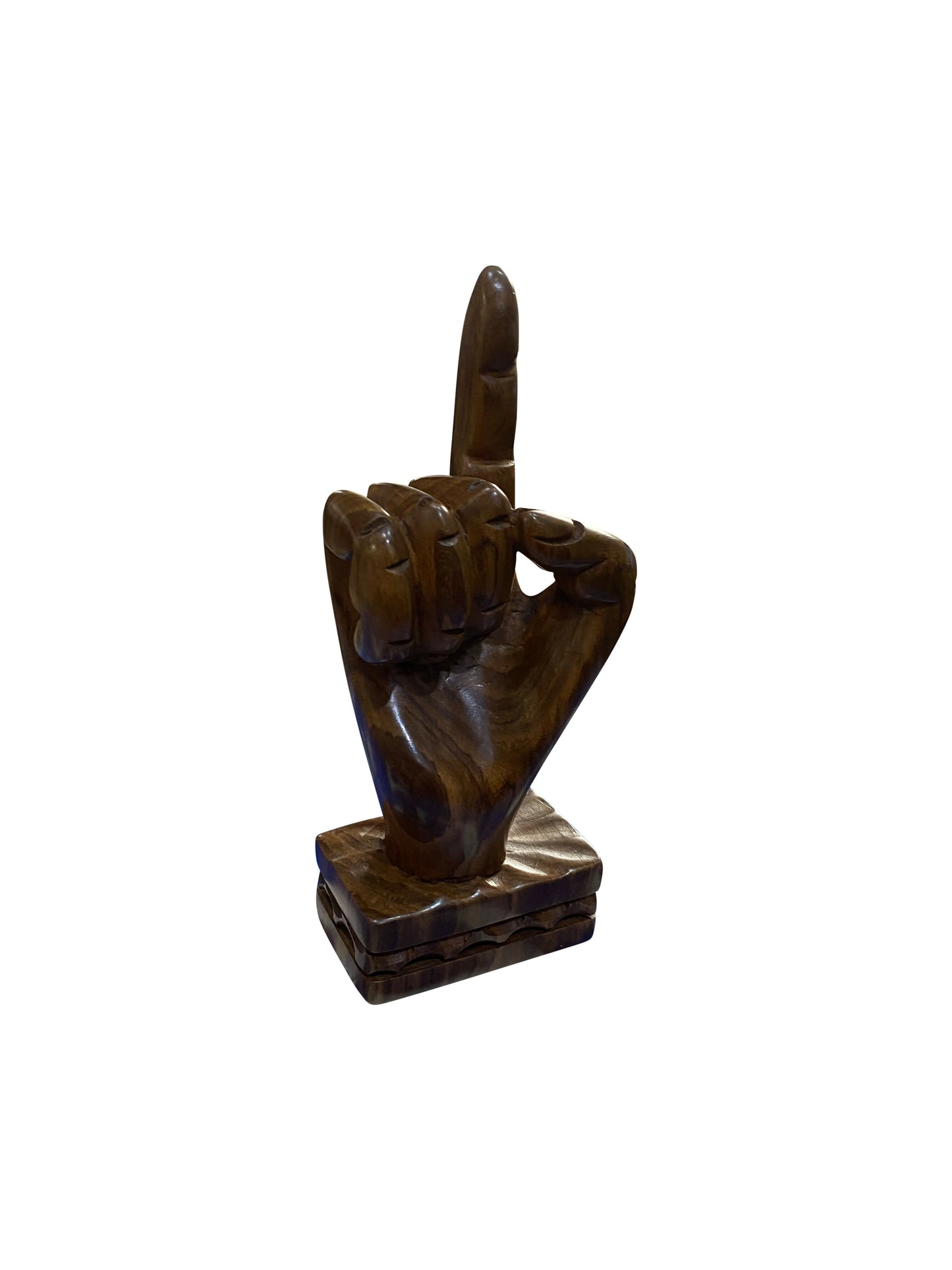 Ebony-Handskulptur „One“ – Ausdrucksstarke Holzfigur auf Sockel (20 × 8 × 5 cm)