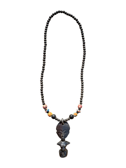 "Sacred Ebony Pendant" Handmade wooden bead necklace from Ghana 