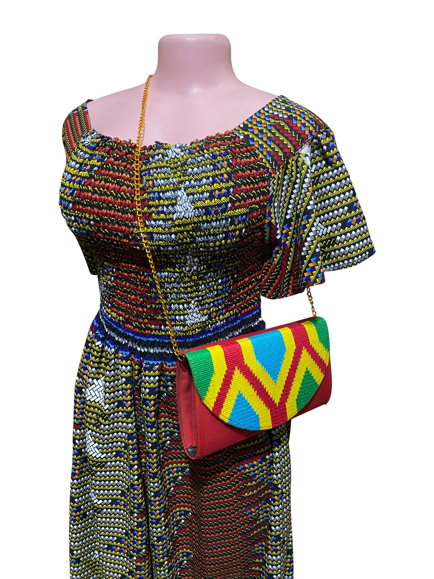Handmade Kente bag from Ghana, crossbody/clutch