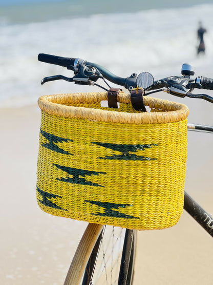 Handlebar bike basket, basket for bicycle, handmade bike basket, African bike basket, woven bike basket