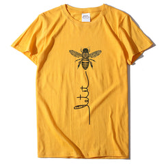 Camiseta holgada con estampado de abeja y letras para mujer