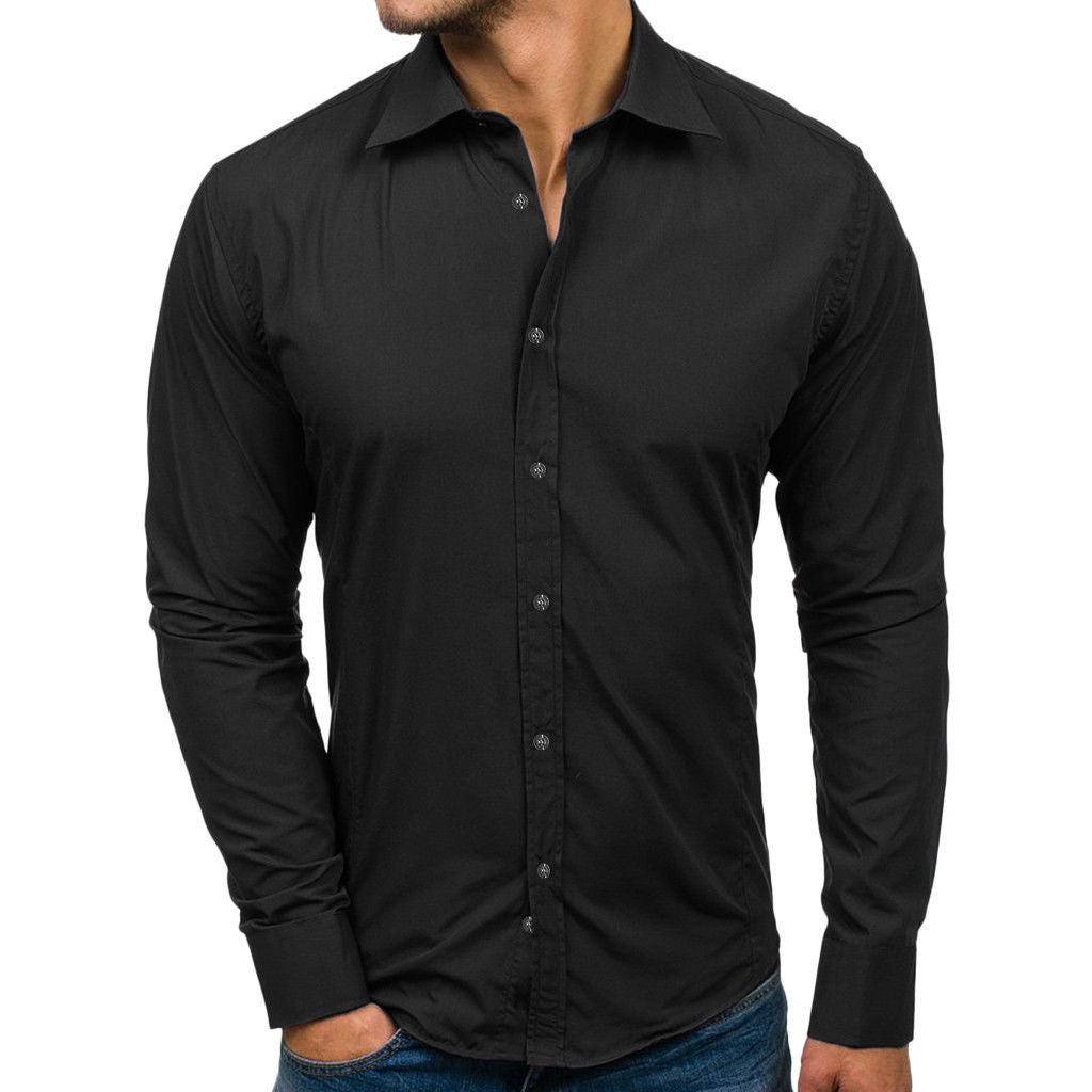 Camisa slim business de color liso para hombre