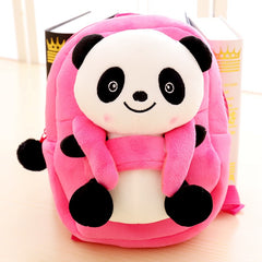 Mochila escolar de peluche para niños con dibujos animados de panda en diferentes colores