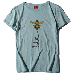 Camiseta holgada con estampado de abeja y letras para mujer