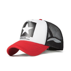 Gorra De Malla Con Estampado De Estrella De Cinco Puntas, Para Hombre, Gorra De Malla Con Visera Para El Sol