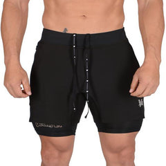 Shorts dobles de secado rápido para hombre