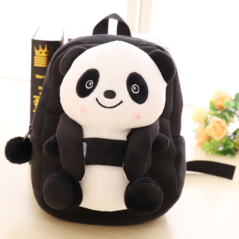 Mochila escolar de peluche para niños con dibujos animados de panda en diferentes colores