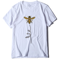 Camiseta holgada con estampado de abeja y letras para mujer