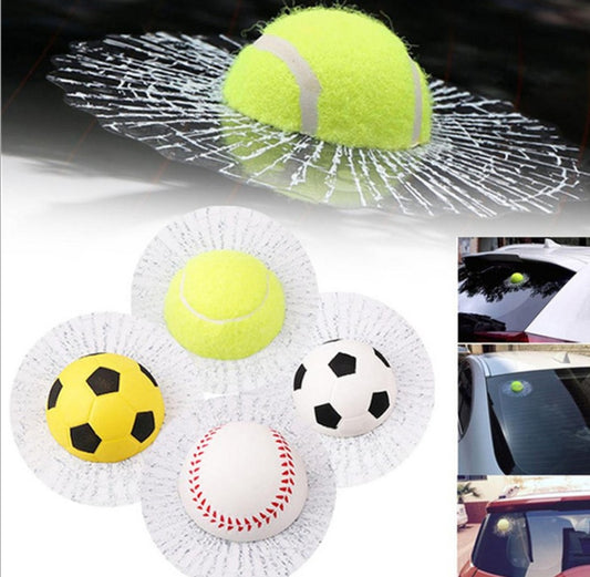 ⚽🏀🎾 ¡Diviértete con tu Auto! 🎾🏀⚽ Pegatinas 3D de Fútbol, Baloncesto, Tenis y Béisbol - ¡Parece que un Tenis ha Impactado tu Ventana!