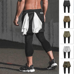 Running GYM Sports Shorts hombres 2 en 1 de doble cubierta de secado rápido