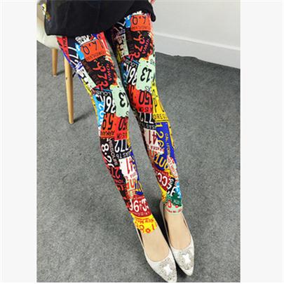 Leggings elásticos para mujer con estampado fino y muchos dibujos diferentes