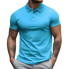 Polo De Color Liso Con Cuello Extragrande Para Hombre