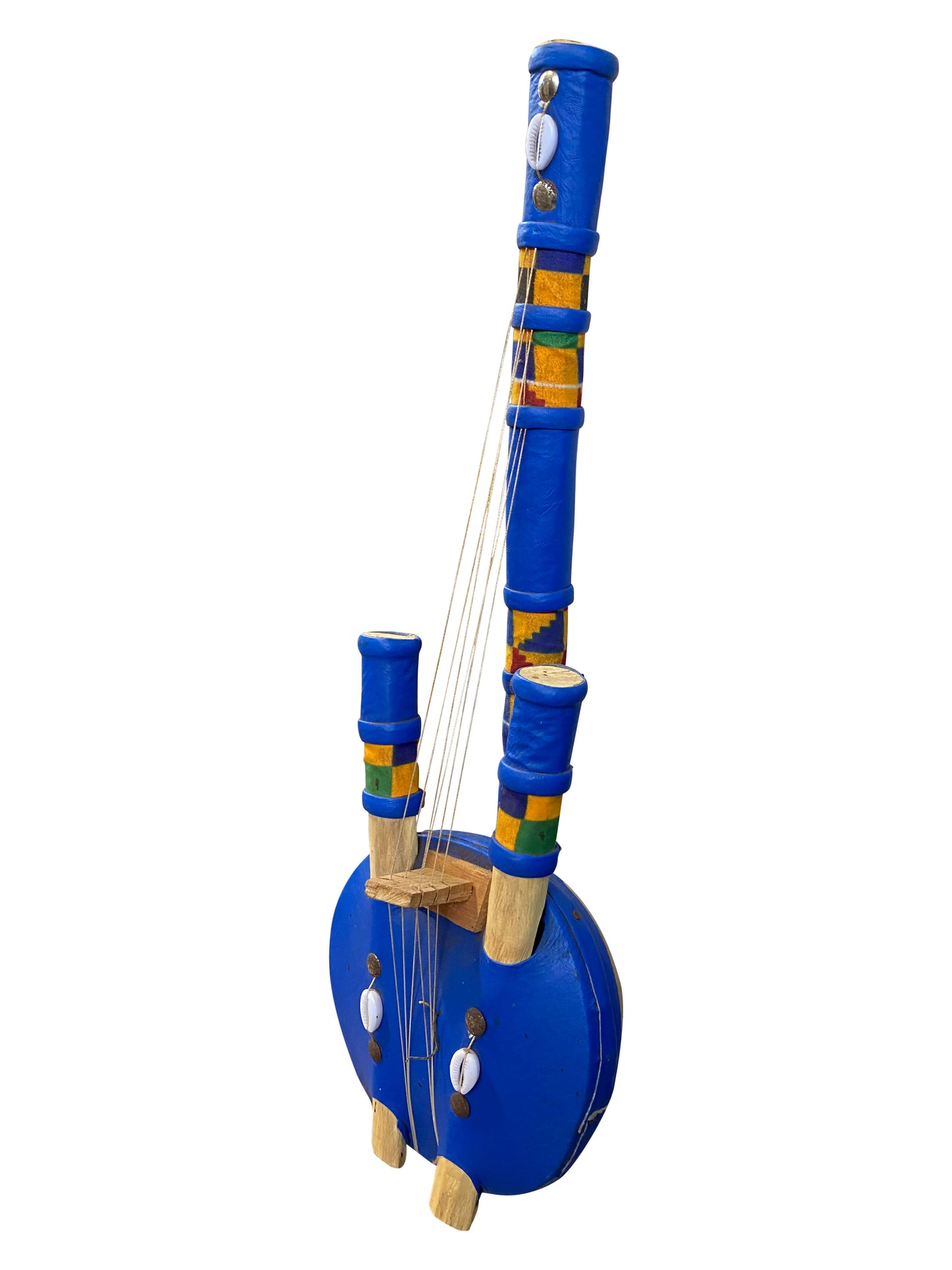 "Blue Resonance" Handgefertigtes westafrikanisches Saiteninstrument aus Ghana