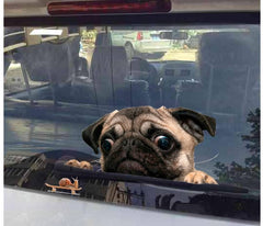 Vinilo decorativo para ventana de coche caracol con aspecto de pug 3D