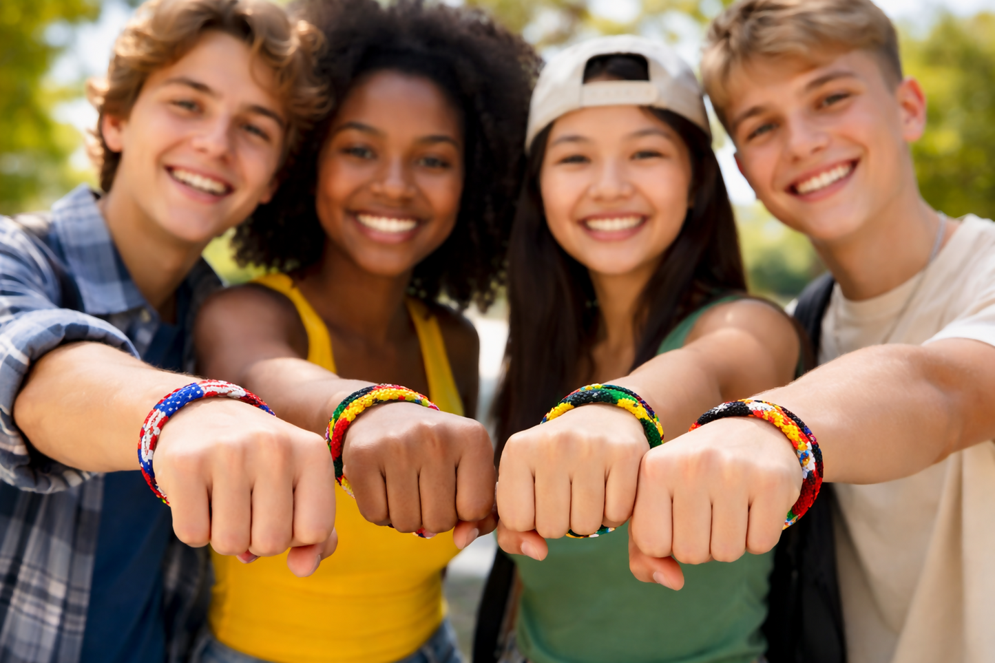 "Global Vibes" 5er Set handgefertigte Länderflaggen Armbänder aus Ghana