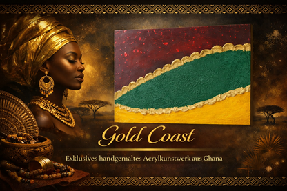 "Gold Coast" Exklusives handgemaltes Acrylkunstwerk aus Ghana (80 × 60 cm)