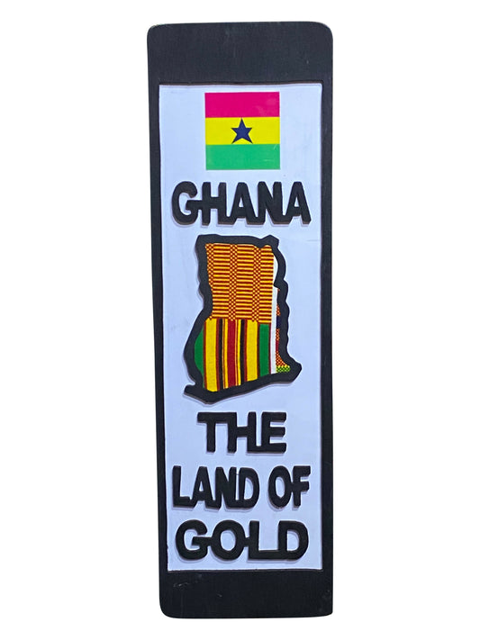 GHANA The Land of Gold Handgefertigte Wandkunst aus Ebenholz & Kente
