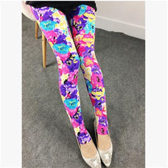 Leggings elásticos para mujer con estampado fino y muchos dibujos diferentes