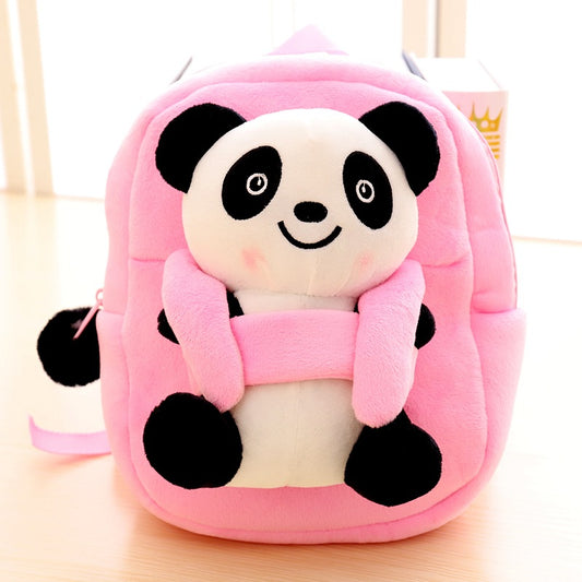 Mochila escolar de peluche para niños con dibujos animados de panda en diferentes colores