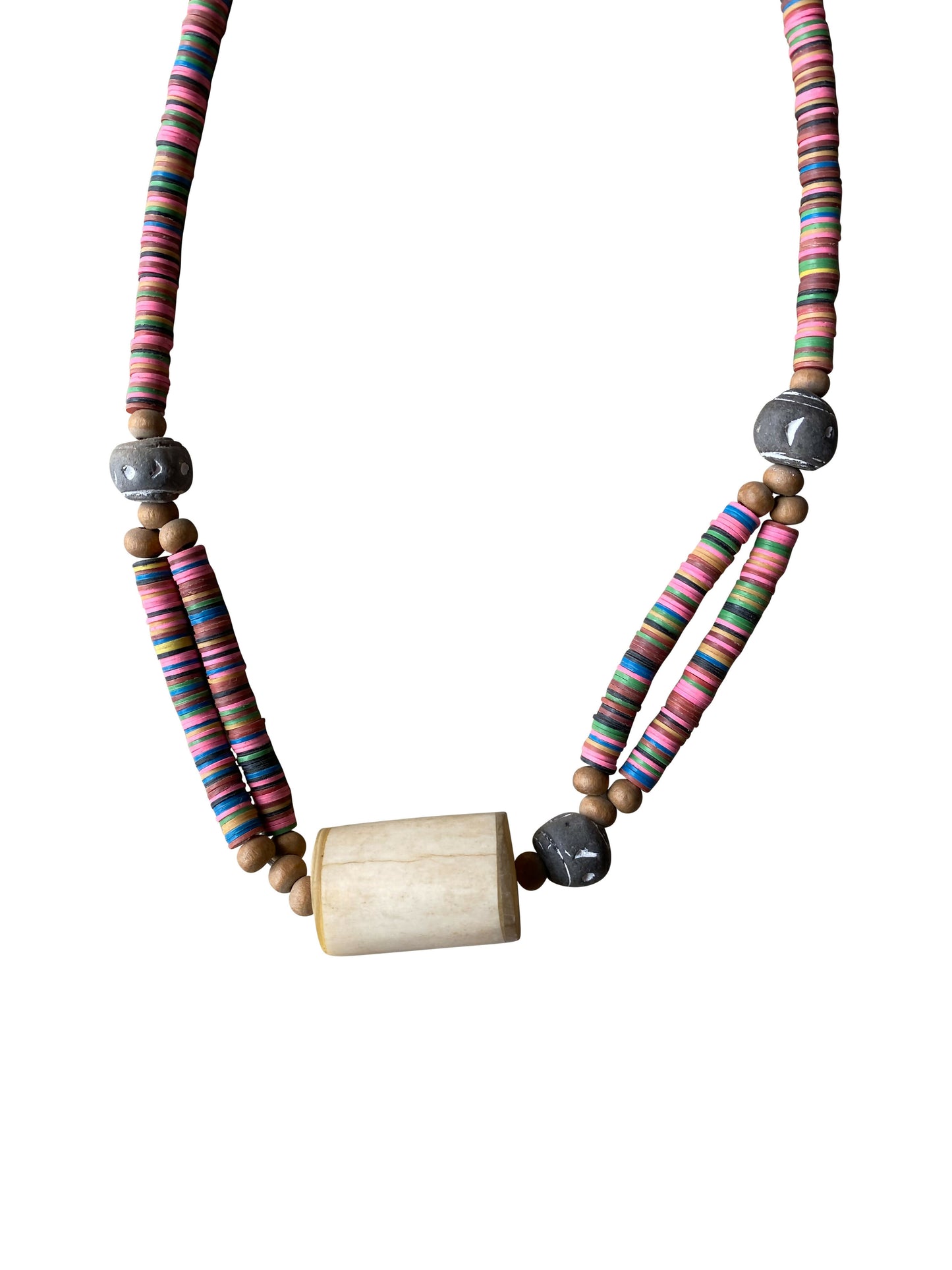 Nachhaltige Schmuck Halskette aus Ghana mit mehrfarbigen Vintage Perlen