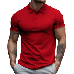 Polo De Color Liso Con Cuello Extragrande Para Hombre