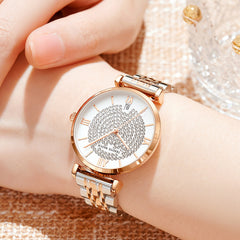 Estrellas en tu muñeca: Reloj de cuarzo resistente al agua con diamantes Starry para mujer