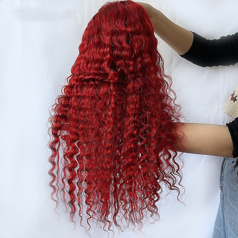 Peluca de cabello humano rojo de onda profunda