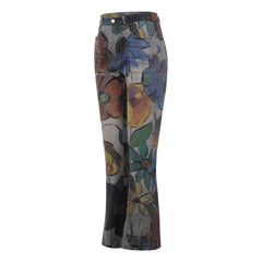 Pantalones casual para mujer en tallas grandes, pantalones slim fit con estampado floral