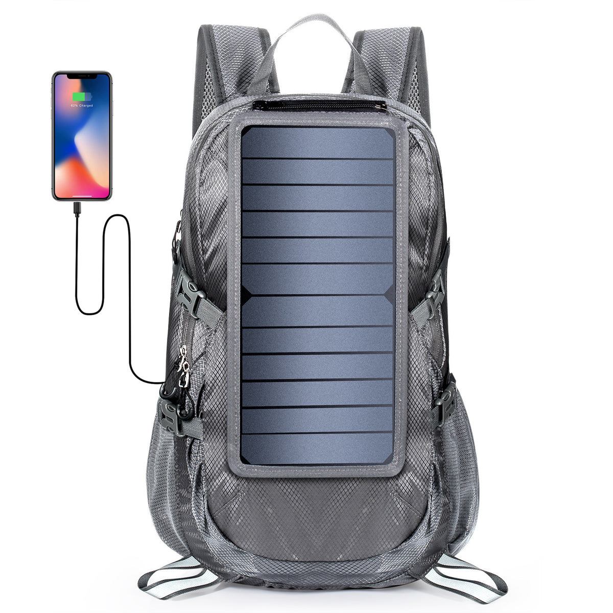 Siempre cargado sobre la marcha: ¡Mochila solar plegable con alimentación de 5V!