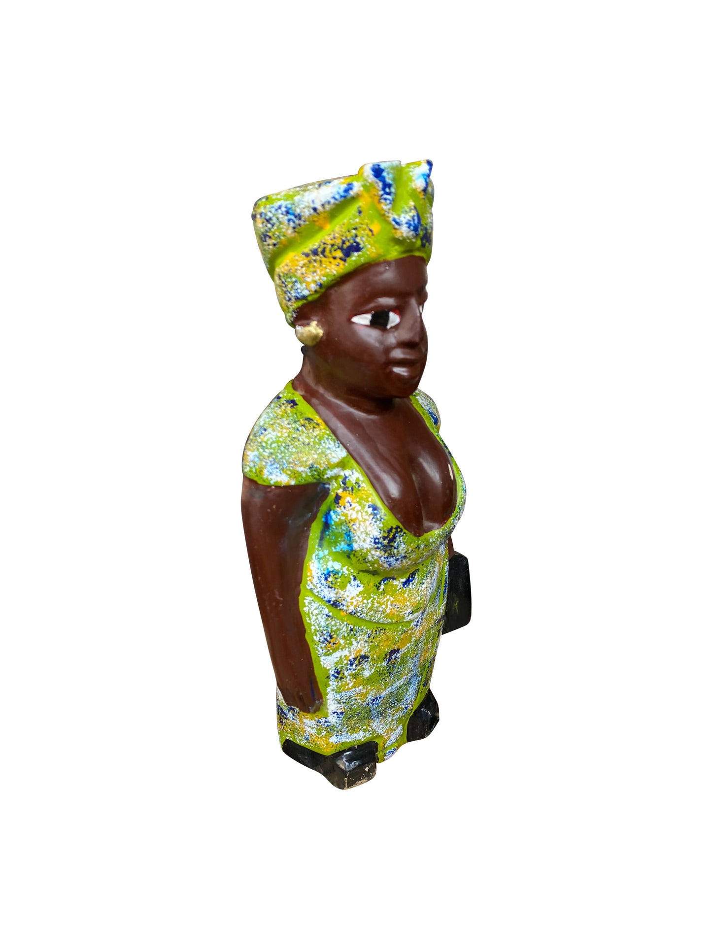 "Madame Green" Hand-painted wooden figure from Ghana