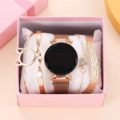 Estilo coqueto y moderno: Adorno de reloj electrónico de dos piezas para mujer, informal, lindo, a juego en todo, a la moda