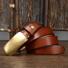 Cinturón de cuero grueso y ancho de 3,3 cm para hombre
