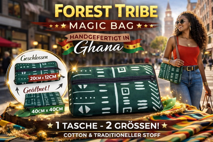"FOREST TRIBE MAGIC BAG" Verwandlungs Mini Tasche aus Cotton und traditionellem Ghana-Stoff