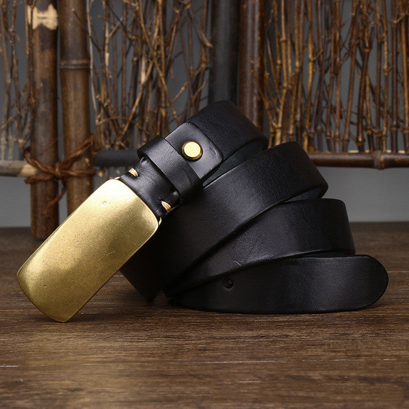 Cinturón de cuero grueso y ancho de 3,3 cm para hombre