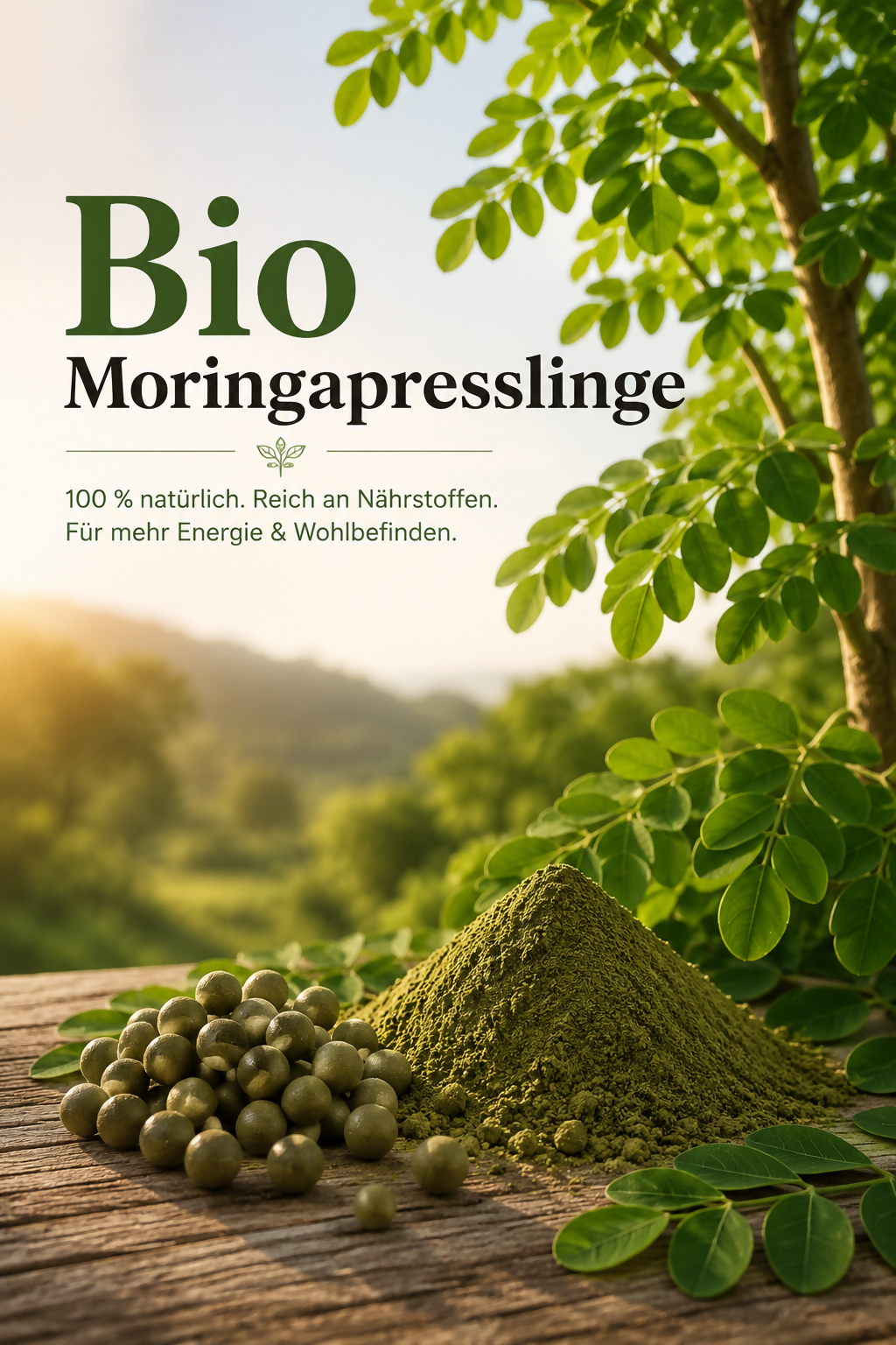 Bio Moringa Presslinge – Die Kraft des Wunderbaums für jeden Tag | 120 Presslinge (60g) aus Gambia & Namibia | africrops! GmbH