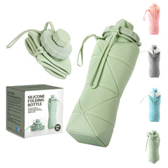 600ml Plegable de silicona Botella de agua Botella de agua deportiva al aire libre de viaje portátil taza de agua Correr Montar Camping Senderismo Hervidor de agua