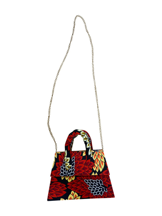 Afro Chic Mini Bag Handgefertigte Statement-Handtasche aus Ghana mit Kette & kurzem Griff