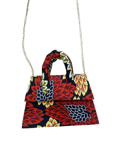Afro Chic Mini Bag Handgefertigte Statement-Handtasche aus Ghana mit Kette & kurzem Griff