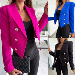 Abrigo/blazer slim fit de color liso con cuello de polo en varios colores, a la moda y lleno de estilo