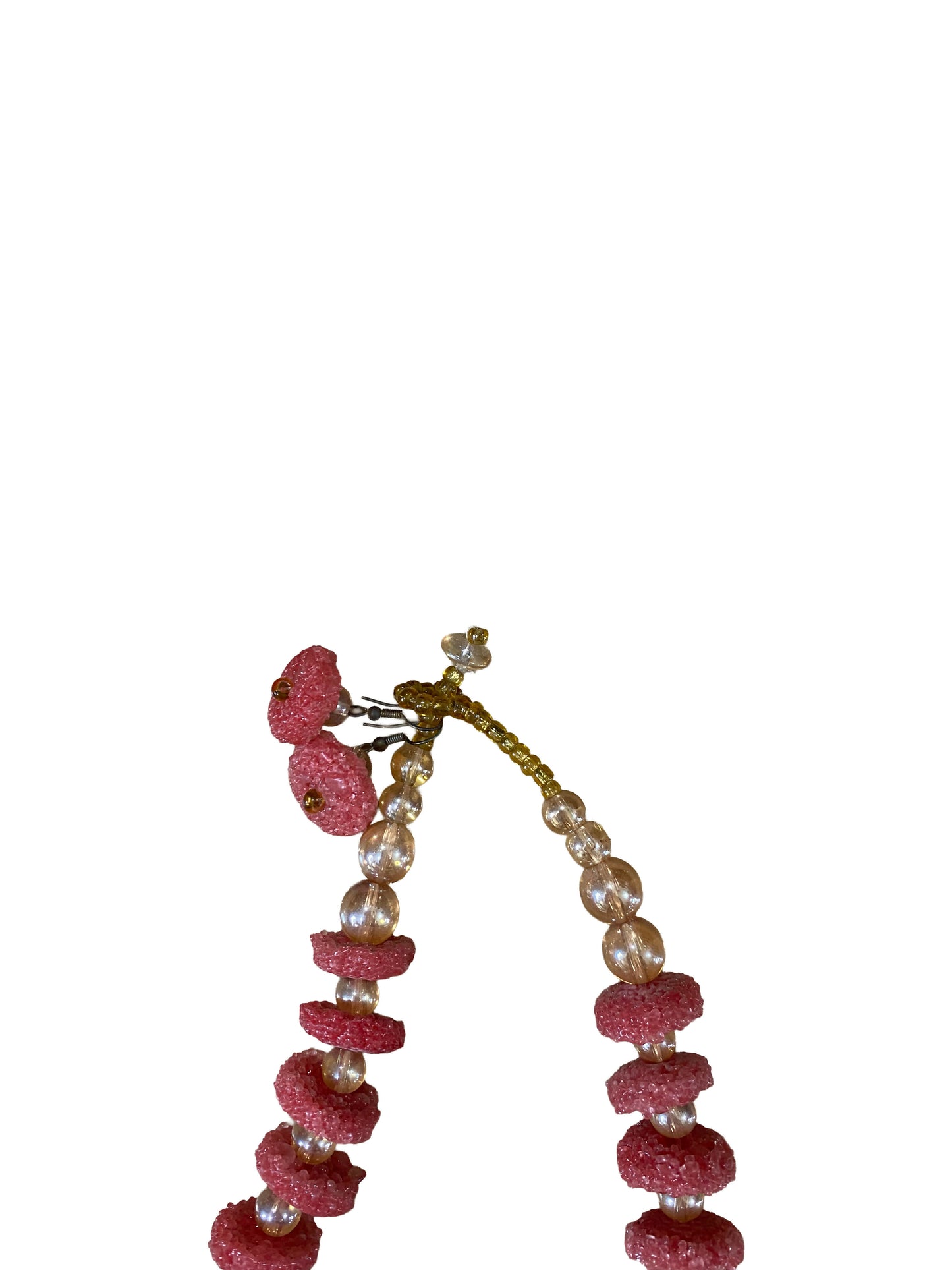 Exklusives Krobo‑Perlen Duo 20 cm Kette mit roten Kristall‑Details + Ohrstecker