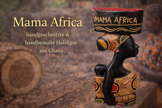 „Mama Africa“ handgeschnitzte und handbemalte Holzfigur aus Ghana