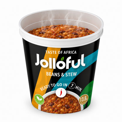 Jolloful Taste of Africa Probierpaket (8er-Box) | Vegane afrikanische Fertiggerichte im Becher – 4 Sorten (je 2x)
