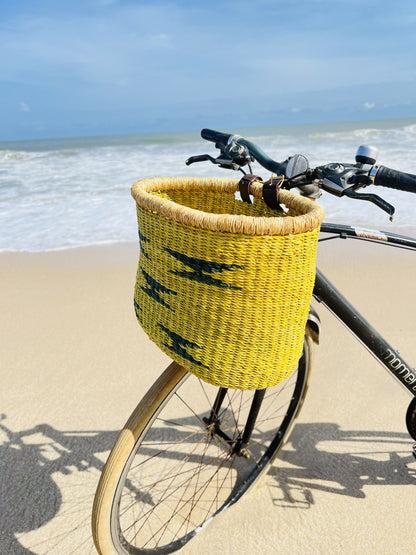 Handlebar bike basket, basket for bicycle, handmade bike basket, African bike basket, woven bike basket