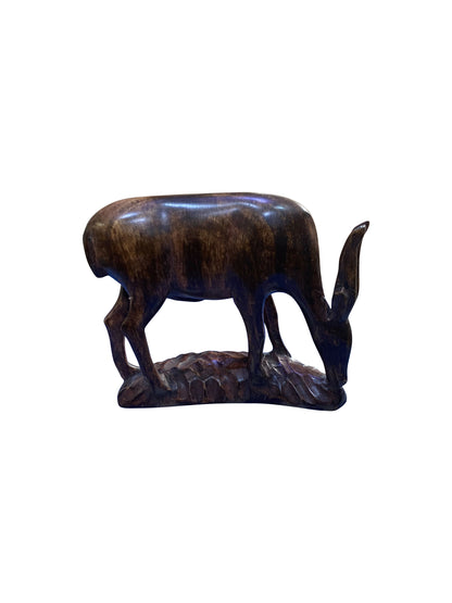 Elegante Rehfigur aus Ebenholz – Handgeschnitzte afrikanische Holzkunst (20 × 18 × 6 cm)