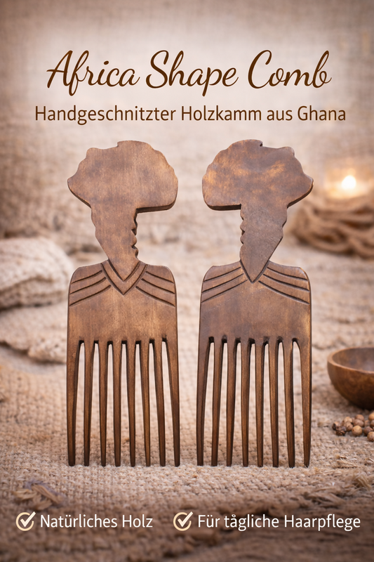 "Africa Shape Comb" Handgeschnitzter Holzkamm aus Ghana