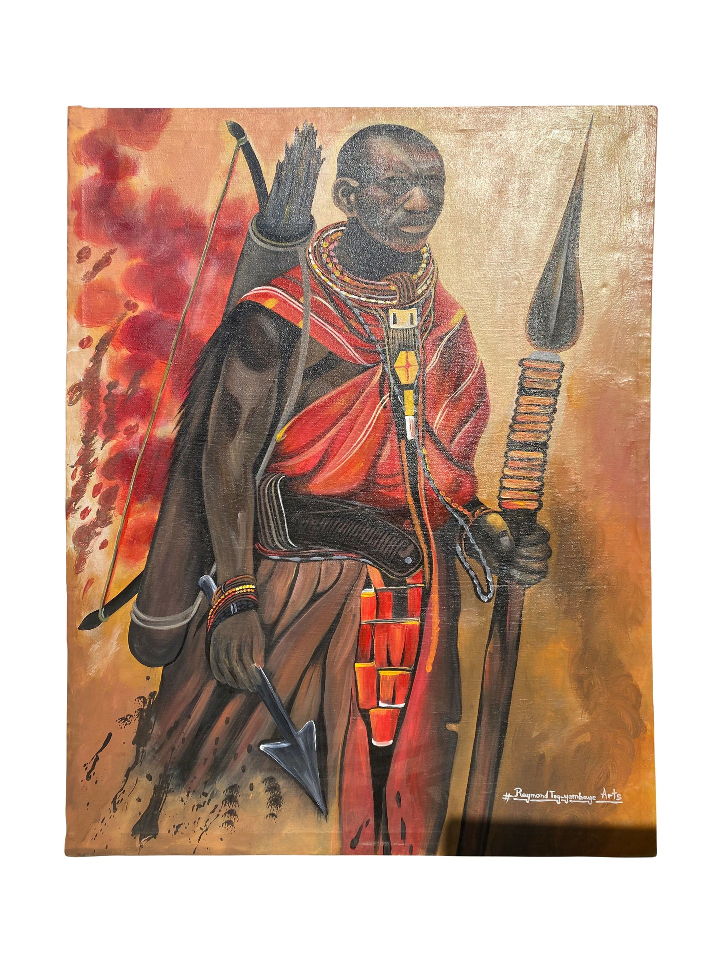 Warrior Spirit – Acrylgemälde auf Leinwand | Kraft & Tradition eines Stammeskriegers (113 × 81 cm), Michael