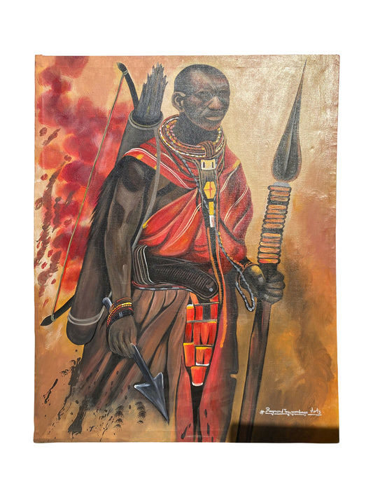 Warrior Spirit – Acrylgemälde auf Leinwand | Kraft & Tradition eines Stammeskriegers (113 × 81 cm), Michael